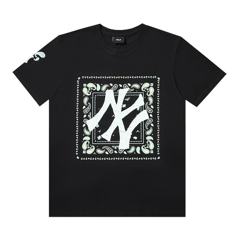 MLB Square Paisley Frame Logo Cotton Crew‑Neck Short‑Sleeve T‑Shirt
