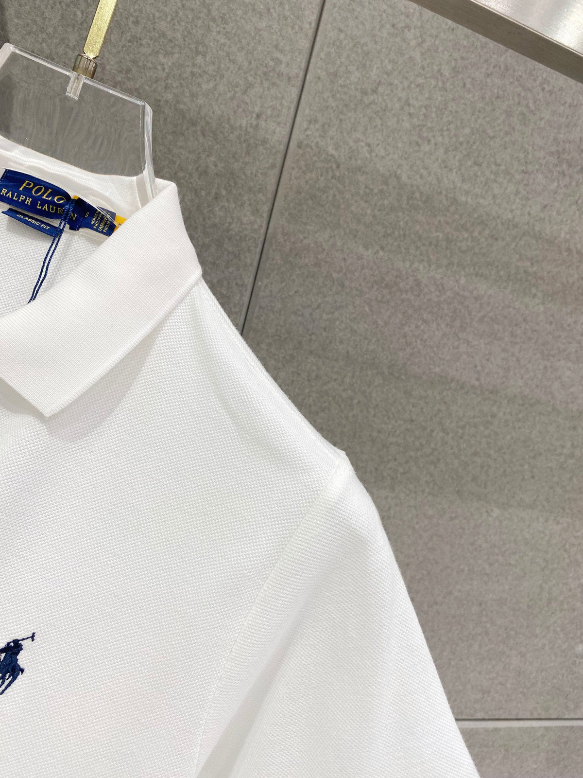 Men's Pique Short‑Sleeve Polo Shirt Small Horse Embroidery Solid White Casual Top