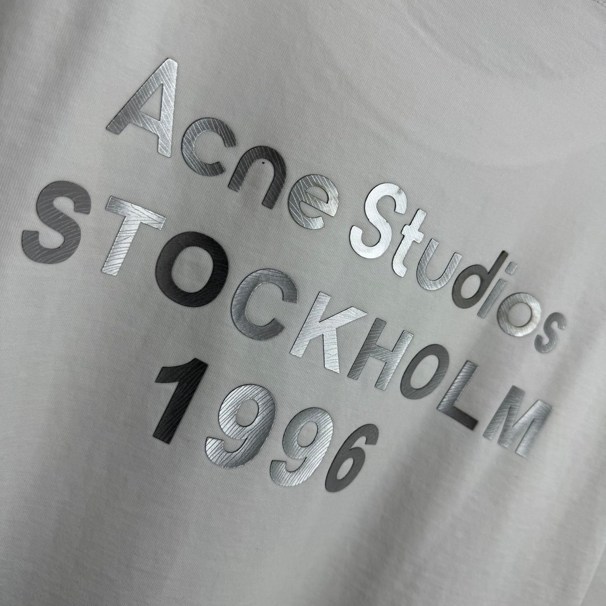 Acne Studios Square Patch‑Detail Distressed‑Trim Crew‑Neck Short‑Sleeve T‑Shirt